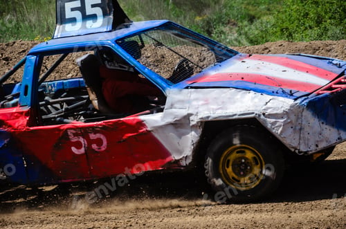 Preview: Race Of The Old Wrecked Cars. Rally On Open Air With Dust
