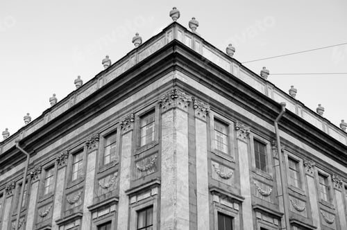 Preview: The Facade Of Marble Palace In St.Petersburg, Russia. Black And White.