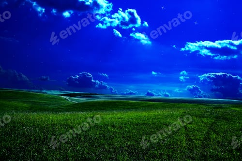 Preview: Night Sky With Stars And Full Moon Background