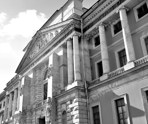 Preview: The Mikhailovsky Castle In St.Petersburg At Sunny Day, Russia. Black And White.