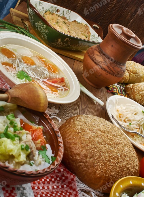 Preview: Polish Cuisine , Traditional Assorted Poland Dishes, Top View.