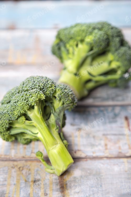 Preview: Fresh Ripe Cabbage Of Broccoli On A Wooden Background