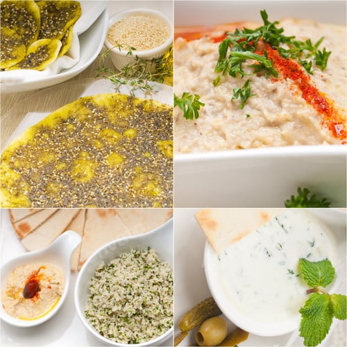 Preview: Arab Middle Eastern Food Collage Collection On White Frame