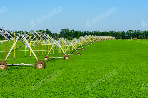 Preview: Modern Irrigation System At Fertile Agricultural Field