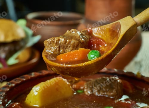 Preview: Hamisgulyas - Traditional Hungarian Goulash Soup. Close Up
