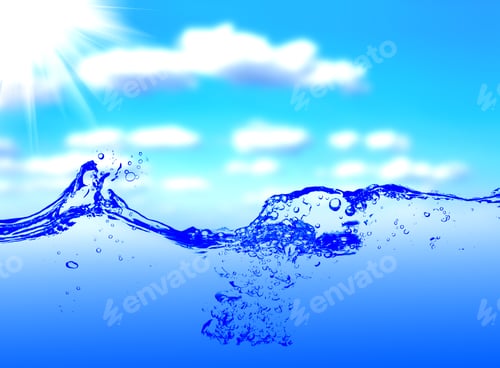 Preview: Water And Air Bubbles Over Sky Background
