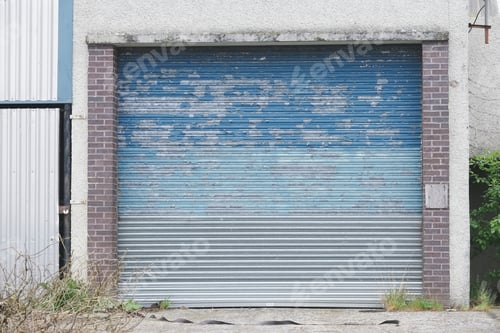 Preview: Blue Roller Shutter Door Closed Business Garage Door