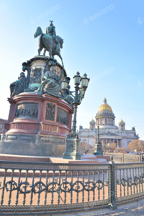 Preview: View Of Saint Isaac'S Cathedral And Monument To Nicholas I In St.Petersburg, Russia.