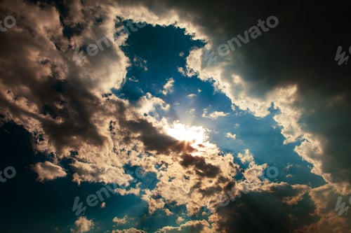 Preview: Blue Sky With White Clouds Background