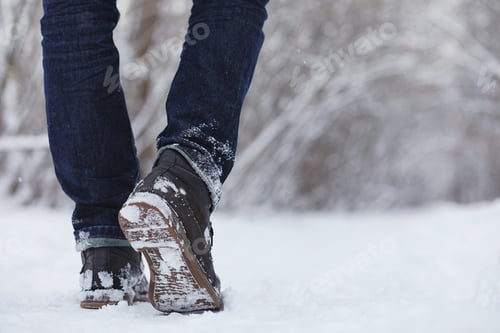 Preview: Young Family With Children Are Walking In The Winter Park. Winter Walk Of Parents With Children