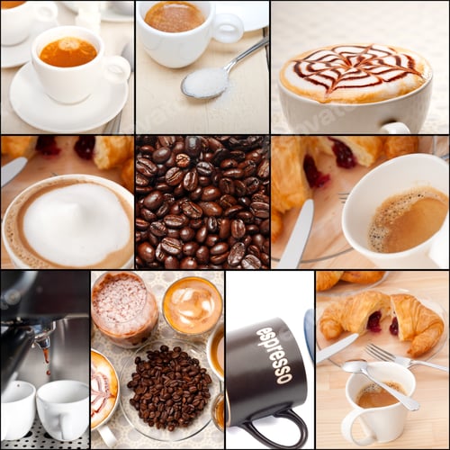 Preview: Selection Of Different Coffee Type On Collage Composition Nested Black Frame