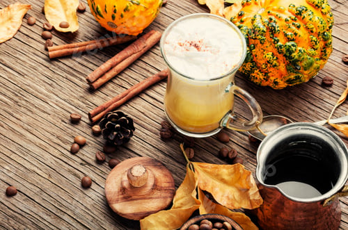 Preview: Pumpkin Spice Latte.Cup With Autumn Coffee.Coffee Drink