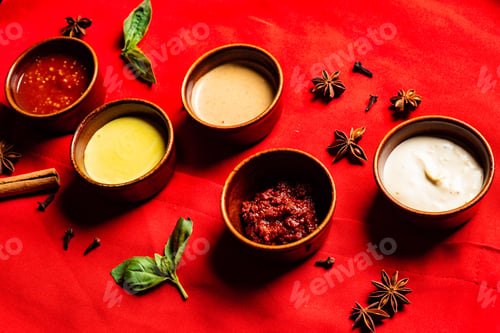 Preview: Different Sauces In The Bowls