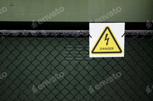 Preview: Danger Sign Flash Symbol Yellow White Sign Green Background