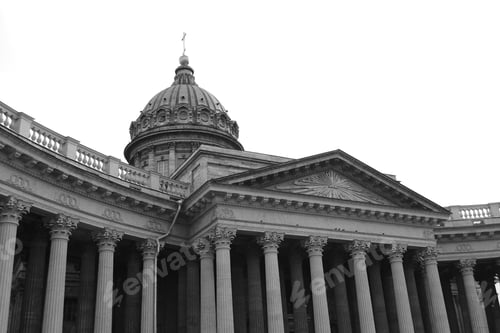 Preview: Kazan Cathedral In St.Petersburg, Russia. Black And White.