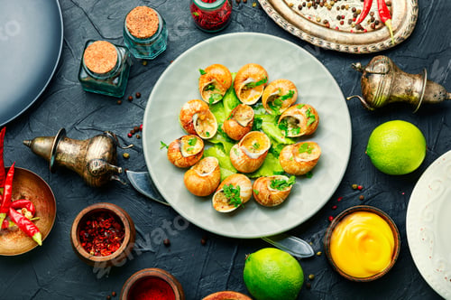 Preview: Escargots Or Snail With Garlic Butter And Lime