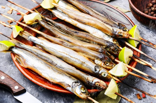 Preview: Smoked Fish With Spices.Cold Smoked Fish.Smoked Capelin.Traditional Beer Snack