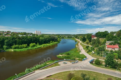 Preview: Neman River. Grodno, Belarus. Panorama Of Historic Center