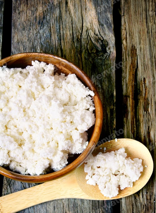Preview: Cottage Cheese On Wooden Board .