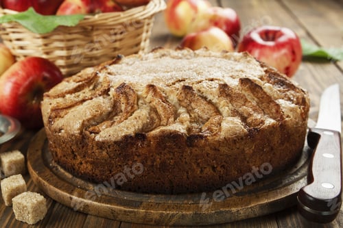 Preview: Homemade Apple Pie With Cinnamon On The Table