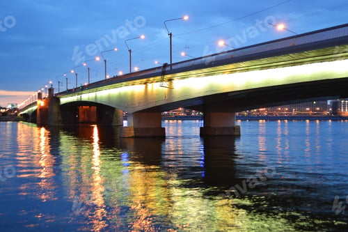 Preview: View Of Alexander Nevsky Bridge At Night, St.Petersburg, Russia.
