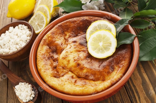 Preview: Casserole With Curd And Lemon On The Table