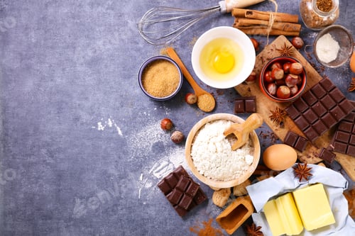 Preview: Baking Background- Chocolate With Flour, Egg And Spices