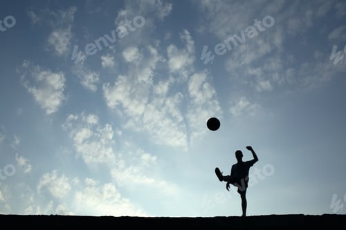 Preview: Silhouette Of Soccer Man Playing With The Ball