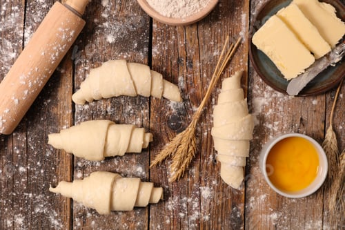 Preview: Cooking French Croissant On Wooden Board