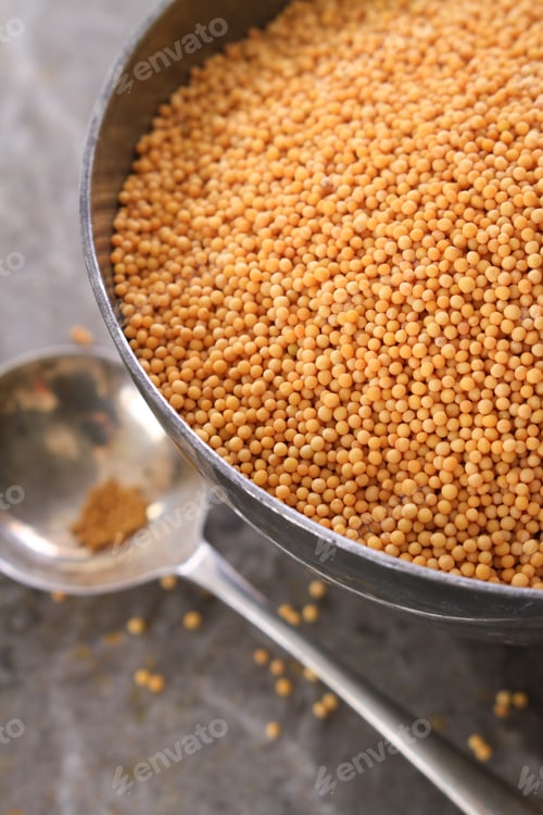 Preview: Fresh Dry Yellow Mustard Seeds In Dish