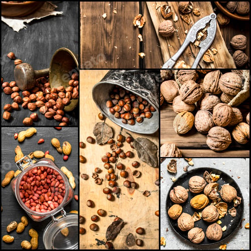 Preview: Food Collage Of Nuts.