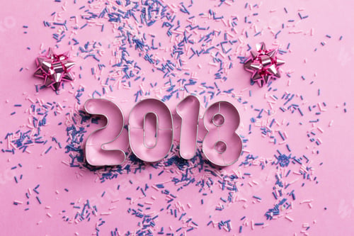 Preview: New Year 2018 Numbers On The Pink Background