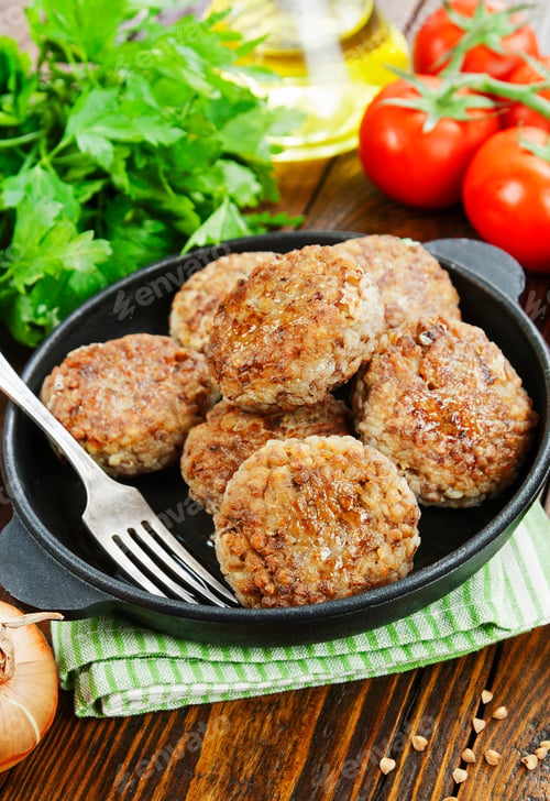 Preview: Vegetarian Burgers Of Buckwheat On The Table