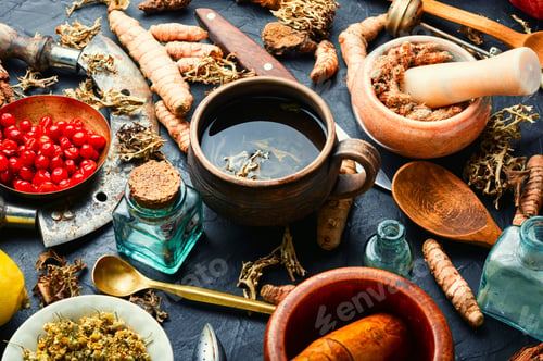 Preview: Herbal Tea And A Wide Range Of Medicinal Herbs, Roots And Bark.Herbal Medicine.Herbalism
