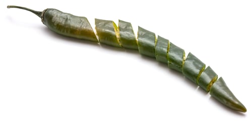 Preview: Sliced Green Chili Pepper Isolated On White Background