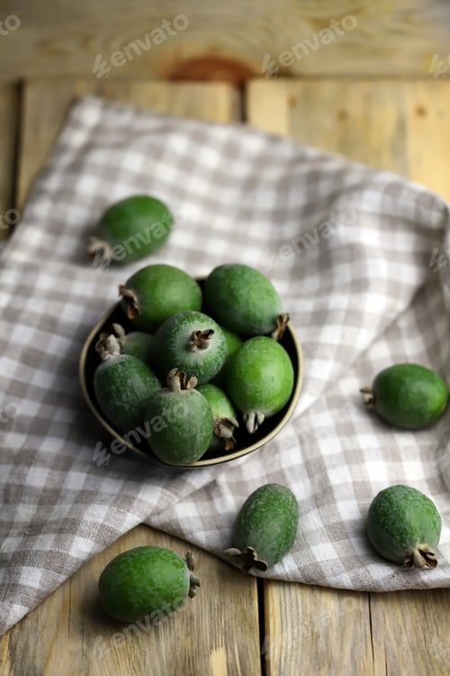 Preview: Fresh Feijoa Fruits In A Bowl.
