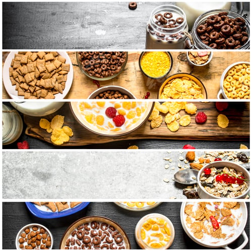 Preview: Food Collage Of Cereal And Corn Flakes.