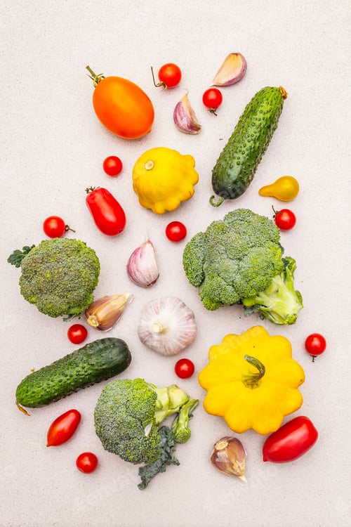 Preview: Cooking Food Background With Fresh Vegetables. Autumn Harvest Ingredients, Preparation Healthy Meal