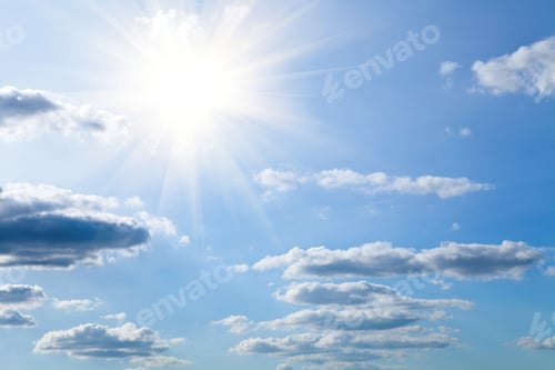 Sunny Blue Skies with Puffy White Clouds