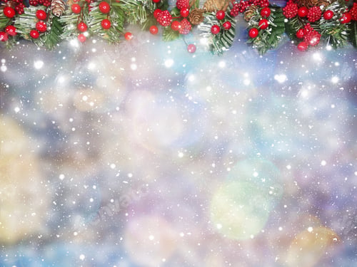 Preview: Christmas Background And Cones Berries Decoration With Fir Branches