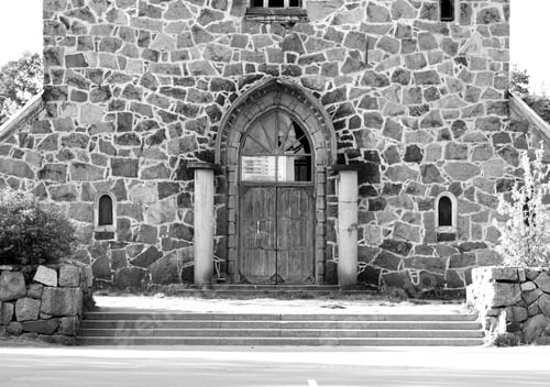 Preview: Lutheran Church In Priozersk, Designed By Armas Lindgren In 1930. Black And White.