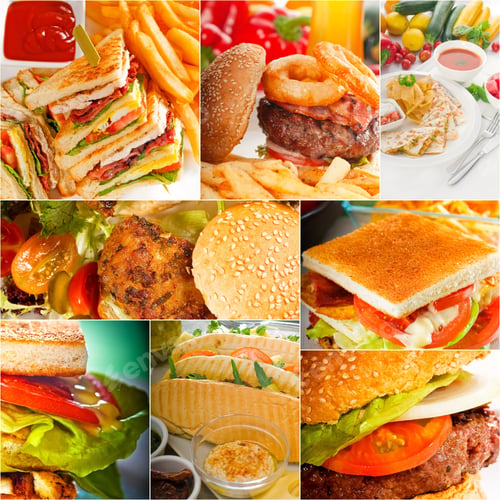 Preview: Burgers And Sandwiches Collection On A Collage Nested Square Canvas