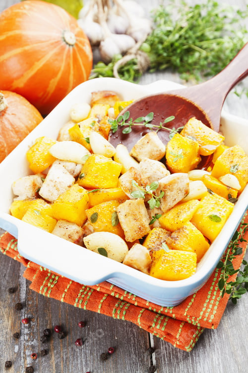 Preview: Pumpkin Baked With Chicken In The Ceramic Pot