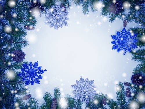 Preview: Christmas Background With Fir Branches Frame Snow And Copy Space