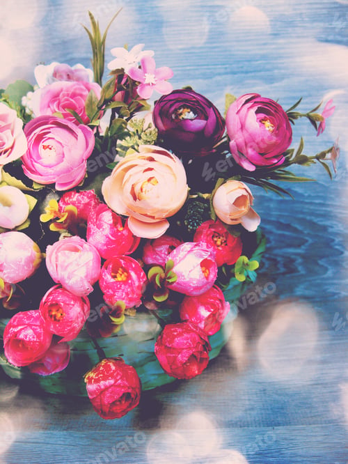 Preview: Peony Flowers Bush Floral Spring Background Greeting Card