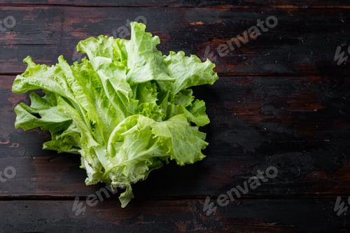 Preview: Fesh Green Lettuce Salad Leaves, On Dark Wooden Background