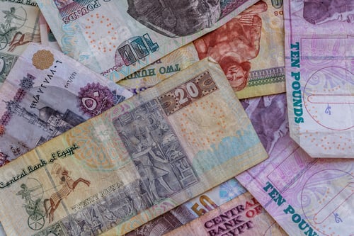 Preview: Heap Of Different Egyptian Banknotes For Background