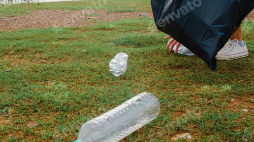 Preview: Happy Young Asia Activists Collecting Plastic Waste On The Beach. Korean Lady Volunteers Help To