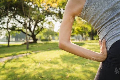 Preview: Healthy Young Asian Runner Woman Warm Up The Body Stretching Before Exercise And Yoga Near Lake At