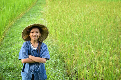 Preview: Asain Girl Farmer On Field,Happy Farmer,Selective Of Focus